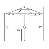 772 3.5' x 7' Galtech Half-Wall Commercial Grade Umbrella - In Stock