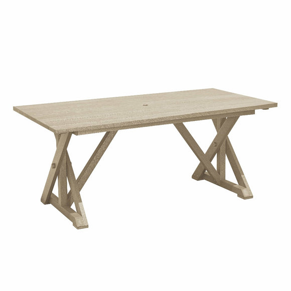 C.R. Plastic Products Table Beige-07 T203 Harvest Wide Dining Table w/2