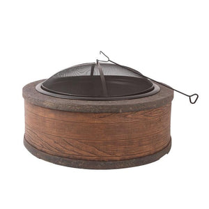 BYL Heaters & Fire Tables 35" Cast Stone Fire Pit Wood Style