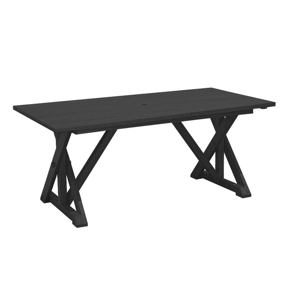 C.R. Plastic Products Table Black-14 T203 Harvest Wide Dining Table w/2