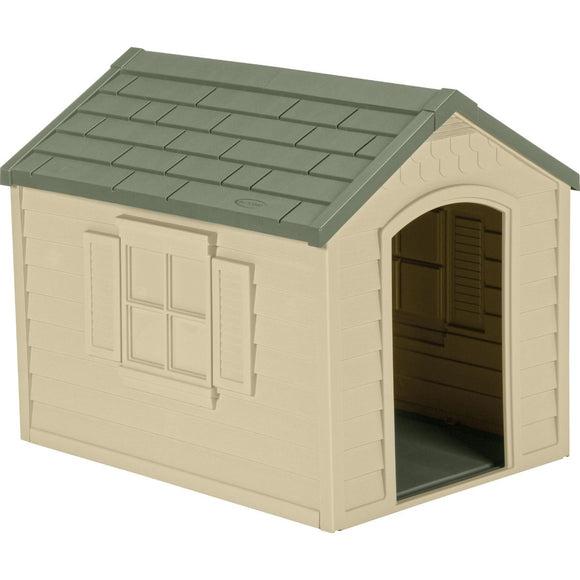 Suncast - Medium Dog House - Tan w/Green Roof