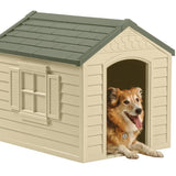 Suncast - Medium Dog House - Tan w/Green Roof