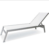 Ratana Chaise Lounge White Lucca Adjustable Lounger - Black, White, Grey Serge Ferrari Sling Fabric (Aluminum Frame)