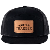 Traeger Apparel 7-Panel Leather Patch Flat Brim-Hat
