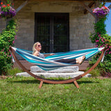 Vivere Hammocks Double Sunbrella® Hammock with Solid Pine Arc Stand (8ft)  (FSC Certified)