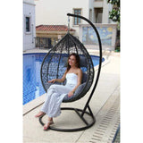 Wicker Land Patio Hammocks Hanging Swing Chair - Single Seater with Cushion