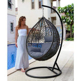 Wicker Land Patio Hammocks Hanging Swing Chair - Single Seater with Cushion